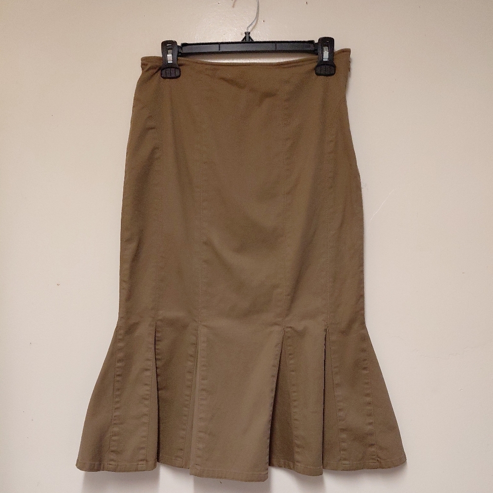 Work To Weekend Tan Khaki Chic High Waisted Mermaid Pencil Skirt Size 4